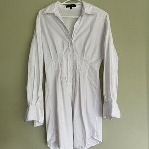 Button down cinched waist dress XS white